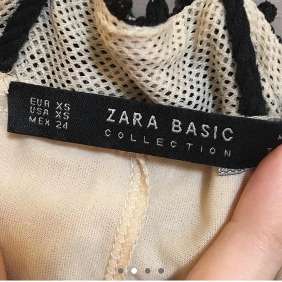 Zara Beige & Black Floral Lace Boho Dress - Picture 5 of 7